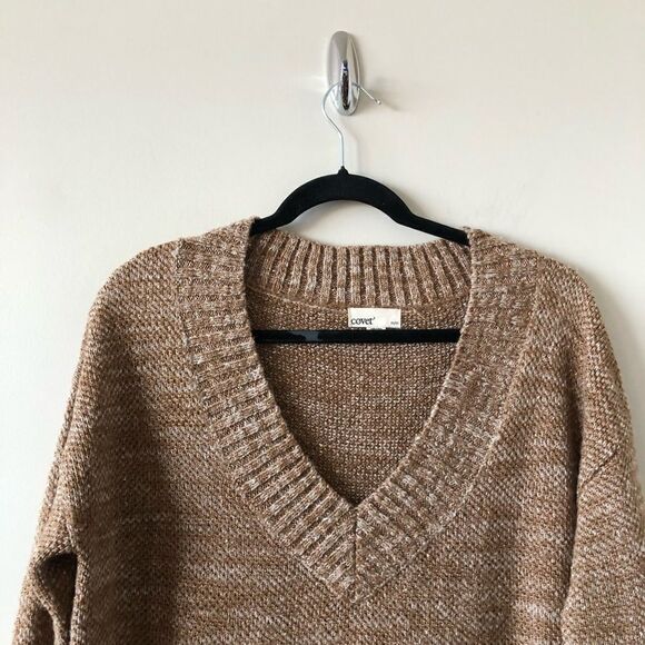 Covet Neutral Brown/White Metallic Speck Sweater - Picture 4 of 10